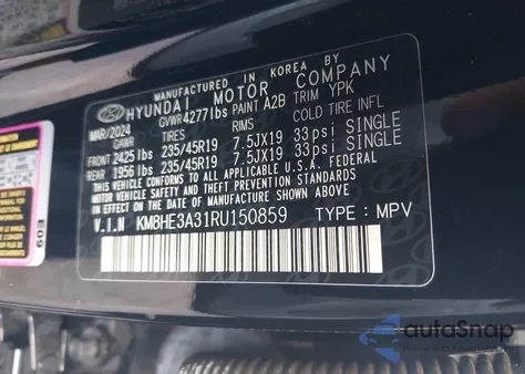 2024 Hyundai Kona Limited z USA, uszkodzony, nr VIN KM8HE3A31RU150859